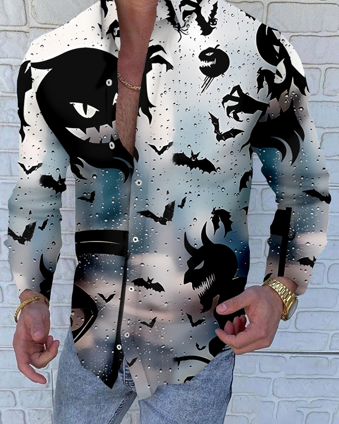 - Men's Halloween Series Long Sleeve Shirt 047