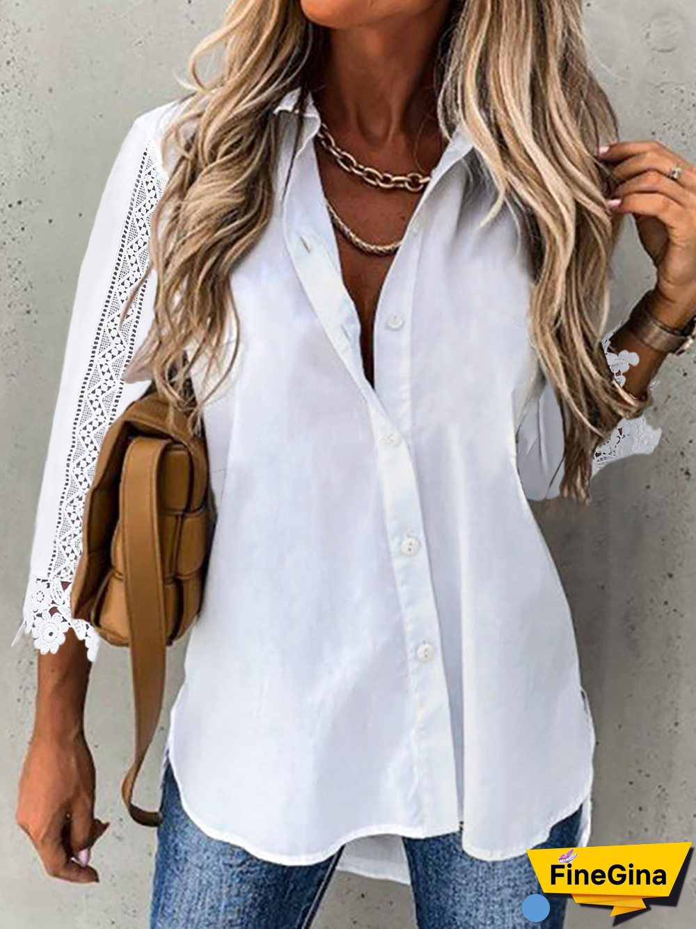 Plain Casual Lace Blouse