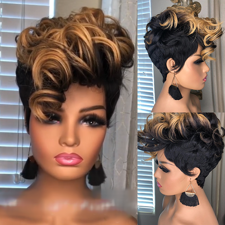 🔥Hot| Glueless Wig With Elastic Belt|🎉Lace Blonde Short Curly Wigs Human Hair Wigs US Mall Lifes