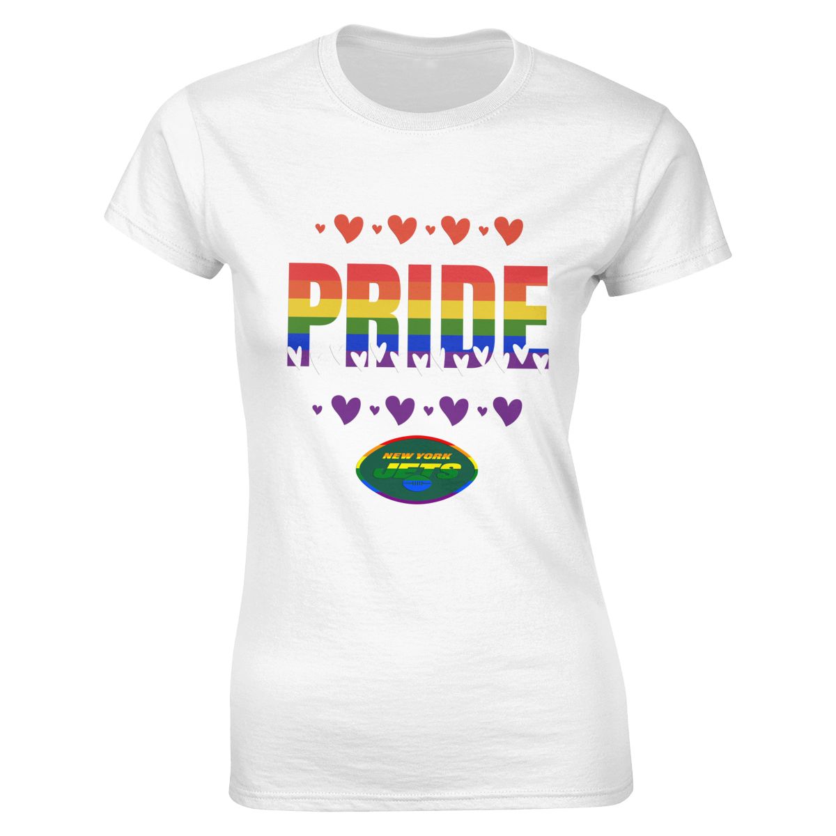 New York Jets Hearts Pride Women's Soft Cotton T-Shirt