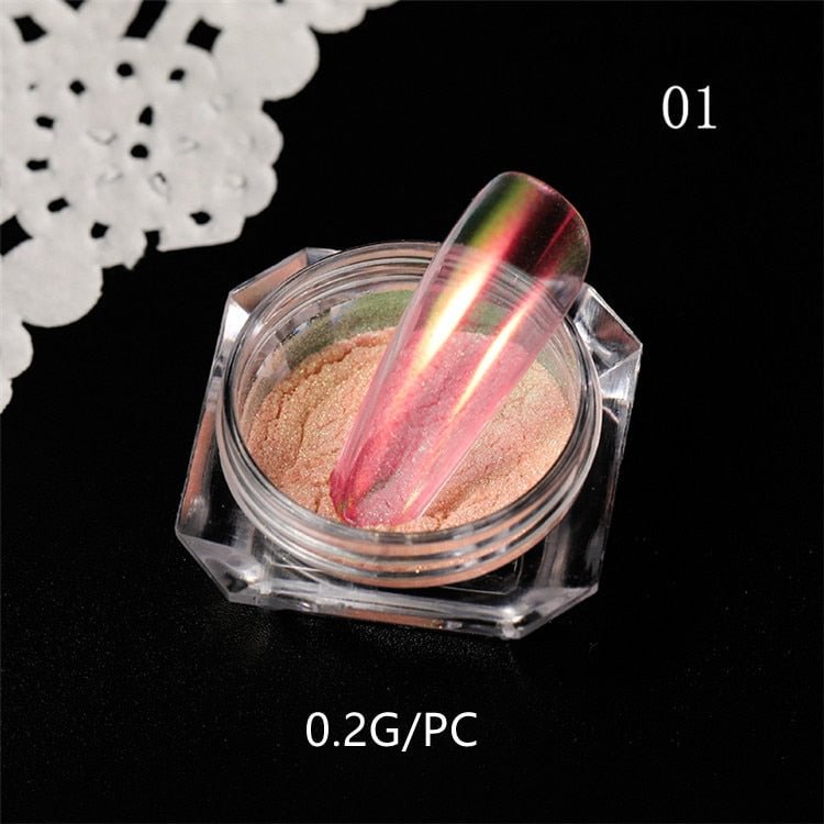 Aurora Transparent Nail Powder Dust Glitter Shiny Chameleon Pigment Mermaid Mirror Chrome Nail Art Decoration Supplies