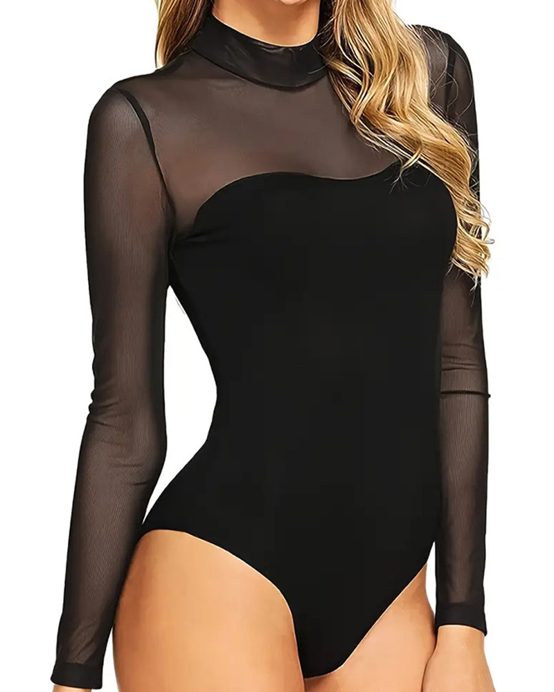Mesh-Paneled Bodysuit
