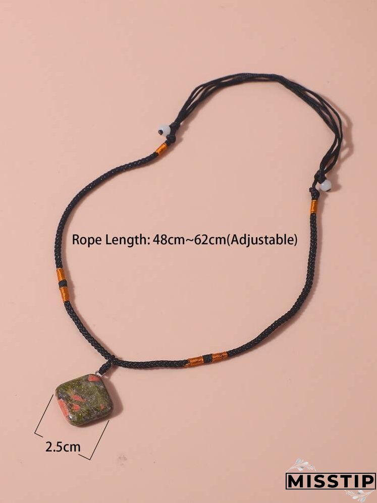 Geometric Stone Charm Necklace