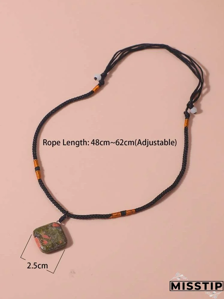 Geometric Stone Charm Necklace