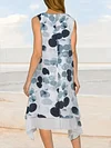 Vibrant Allover Print Asymmetric Hem Dress - Elegant Crew Neck, Sleeveless, Flowy, Bodycon Fit, Women's Clothing for Summer, Party, Casual Occasions
