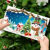 (US Only)12PCS DIY Xmas Pattern Rhinestone Diamond Art Mosaic Postcards for Celebrations