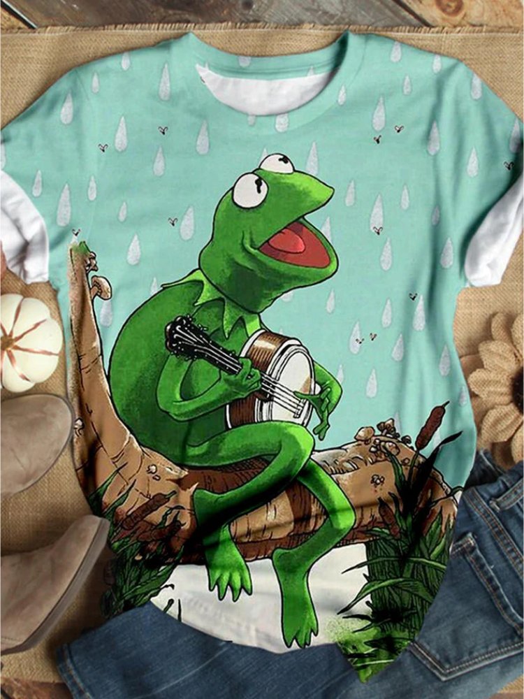 Frog Guitar Casual Crew Neck T-shirt