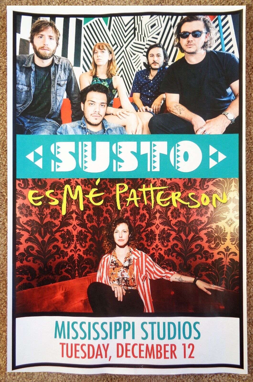 SUSTO & ESME PATTERSON 2017 Gig POSTER Portland Oregon Concert