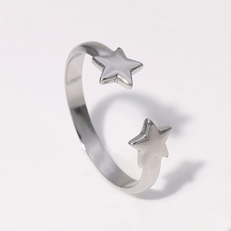 304 Stainless Steel 18K Gold Plated Minimalist Plating Star Open Rings