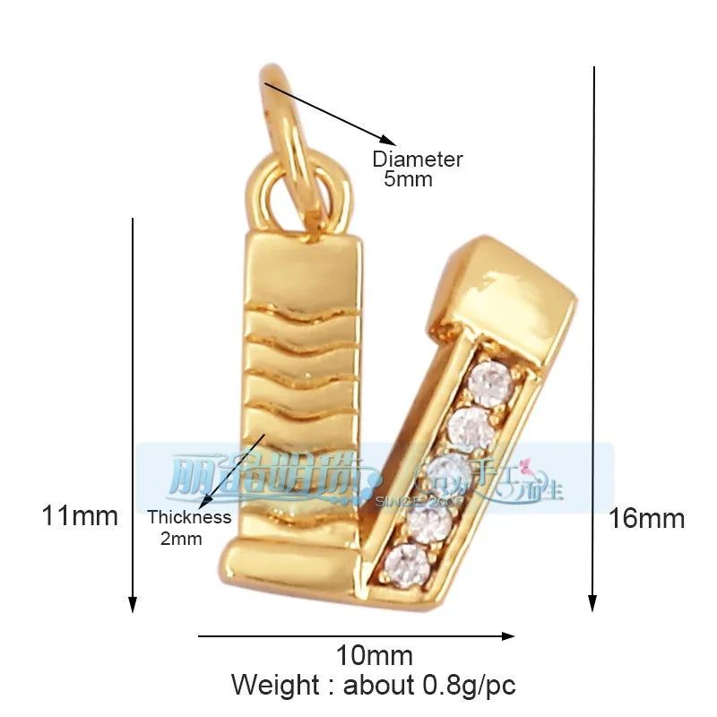 1 Piece 15 * 19mm Hole 5~5.9mm Copper Zircon Letter Heart Shape Pendant Jewelry Accessories