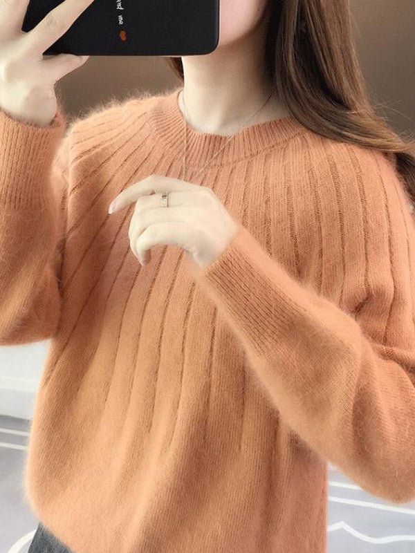 Women's Long Sleeve Scoop Neck Striped Knit Seawter Tops