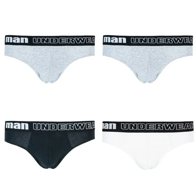 4pcs/Lot Men's Underwear Male Solid Briefs Underpants Comfortable Cotton Panties Mens Bikini Pant Men Sexy Letter Briefs