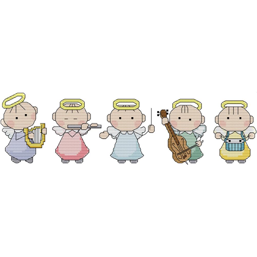 

Angel Orchestra - 14CT Stamped Cross Stitch - 38*14cm, 501 Original
