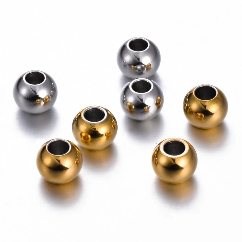 50 PCS/Package 304 Stainless Steel Solid Color Beads