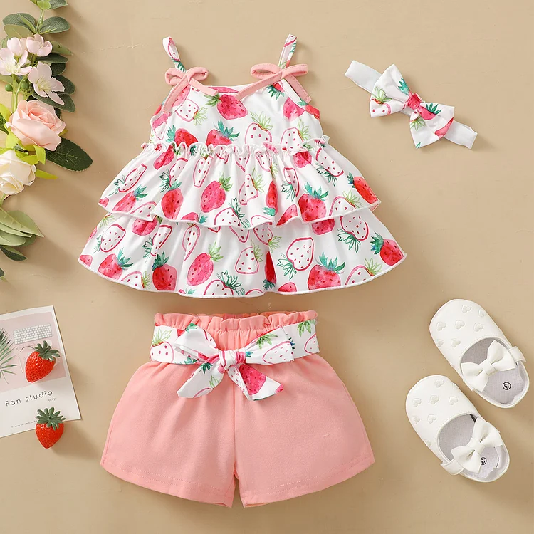 Baby Girl Floral Ruffle Shorts Headband Set