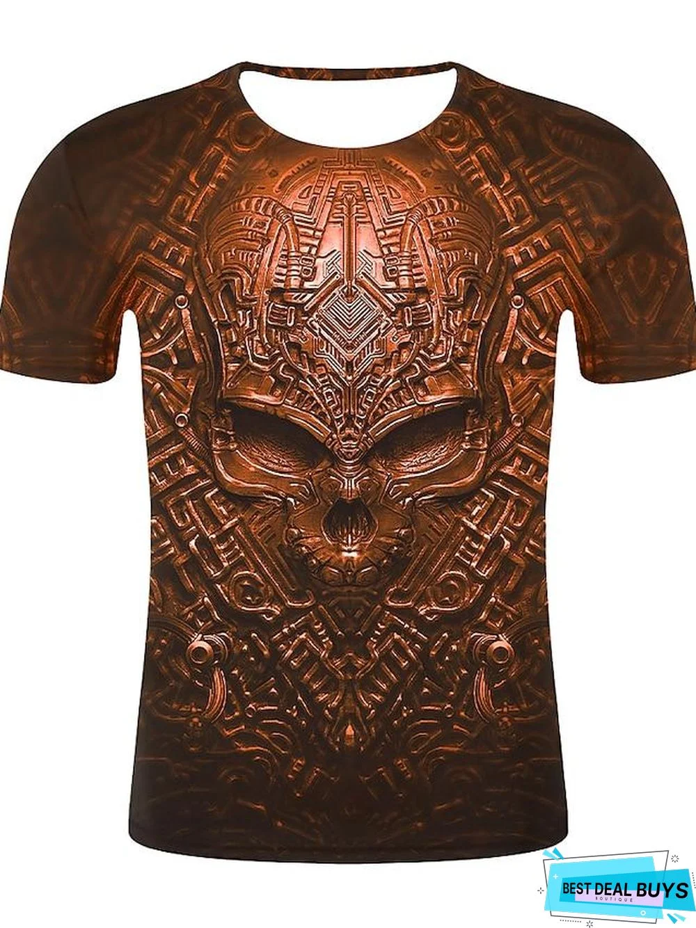 Men's T-Shirt Graphic 3D Skull Plus Size Print Short Sleeve Daily Tops Streetwear Exaggerated Round Neck