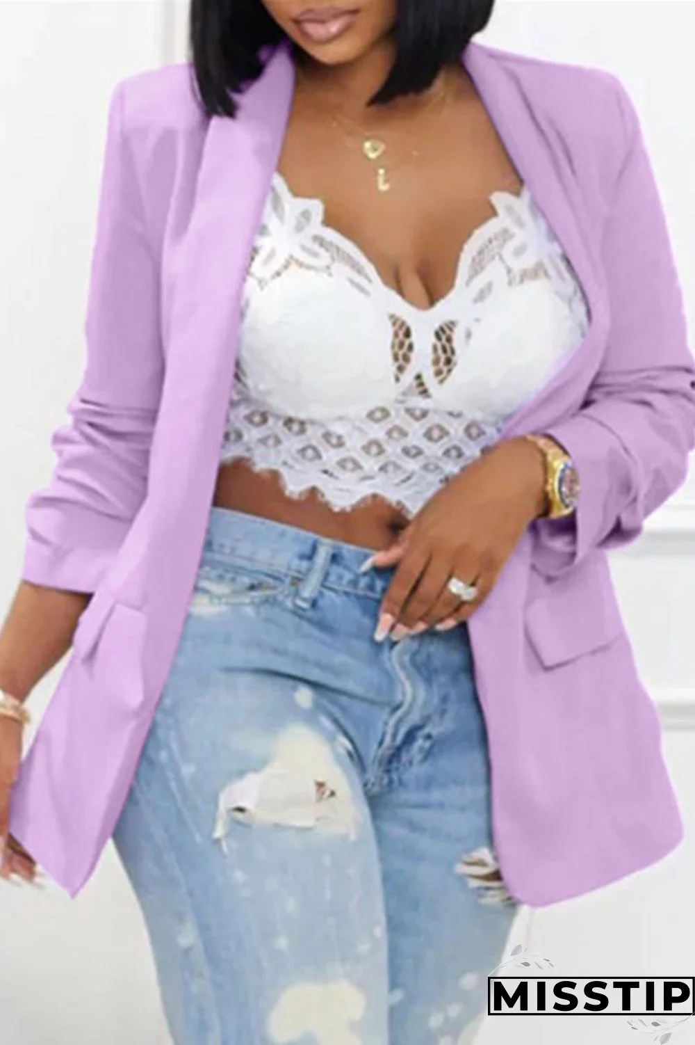 Black Fashion Casual Solid Patchwork Cardigan Turn-back Collar Outerwear