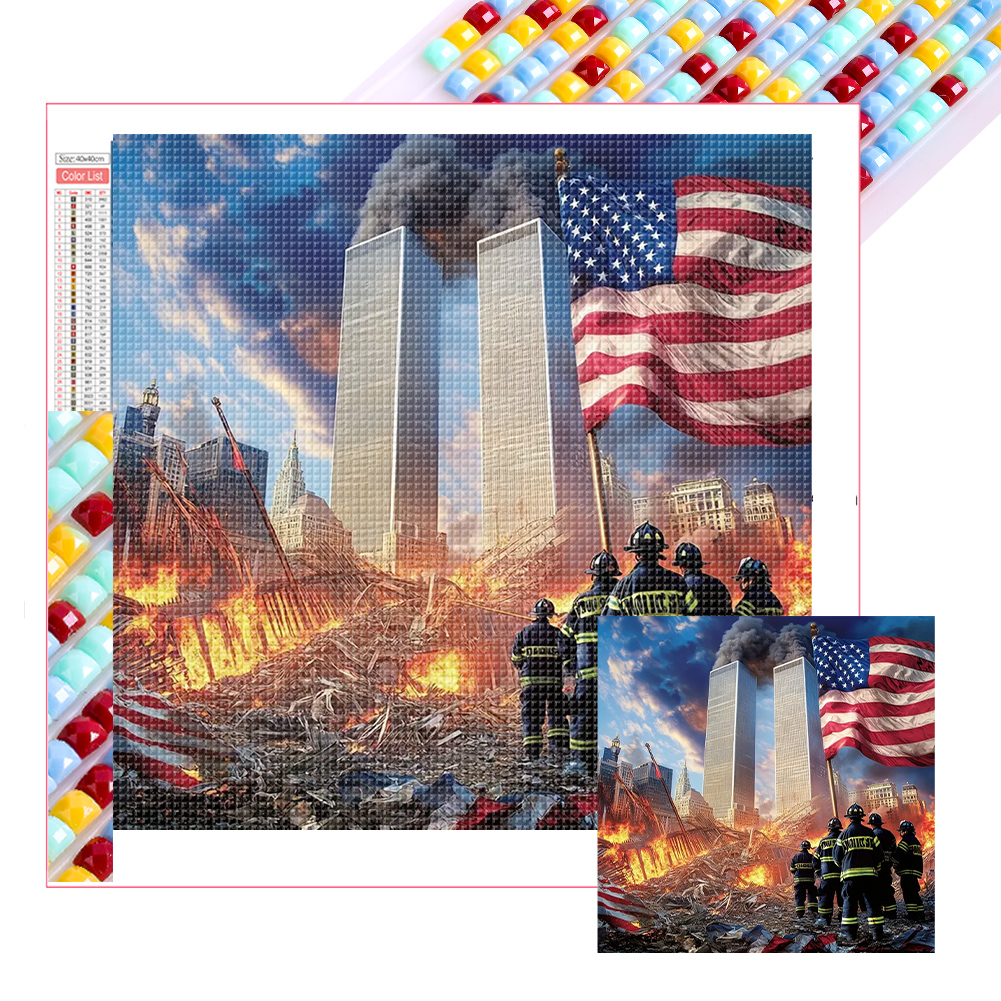 Firefighter American Fire 40*40cm(picture) full square drill diamond painting