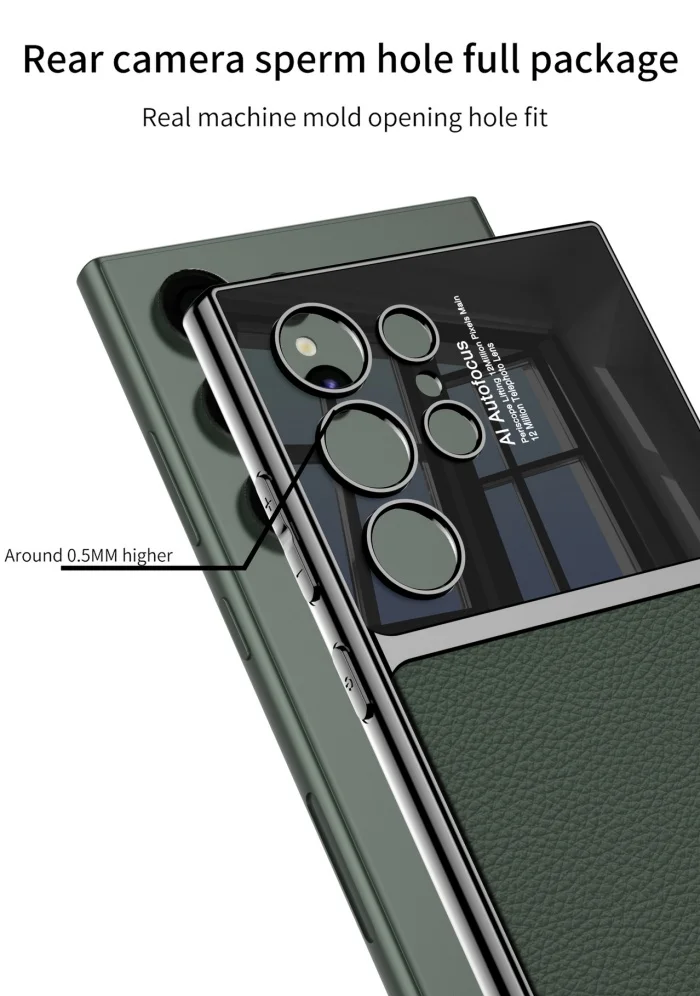 Samsung S24 mobile phone case S24u leather case S24ultra electroplated plain leather mobile phone