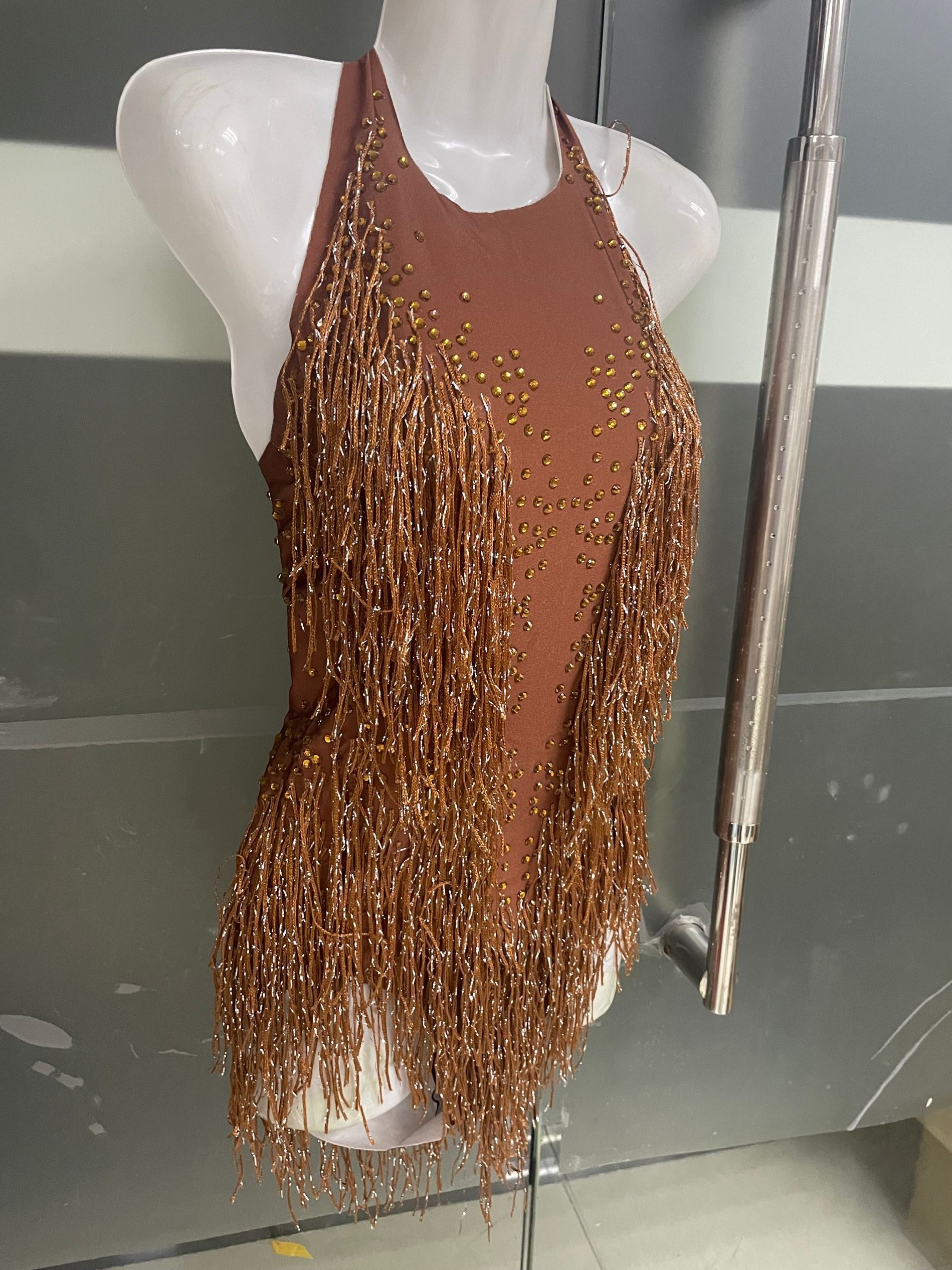 VCSHOES Sparkly Rhinestones Fringes Bodysuit Party Show Nightclub Outfit Dance Costume One-piece Dance Wear Singer Stage Leotard