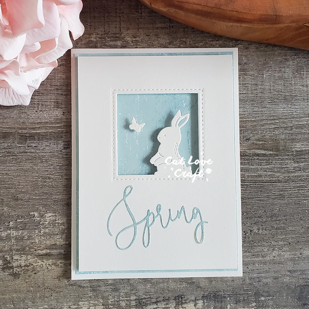 Nigikala Easter Rabbit Bunny Frame Metal Cutting Dies Scrapbooking Stencil Die Cuts Card Making DIY Craft Embossing New Dies