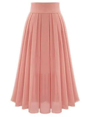 Brownm Temperament Commute Size Skirt Solid Color High Waist Super Pleated Chiffon Dress