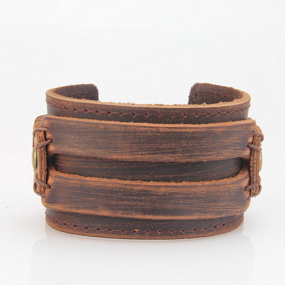 Double-layer leather hand-knitted bracelet men's bracelet tacday