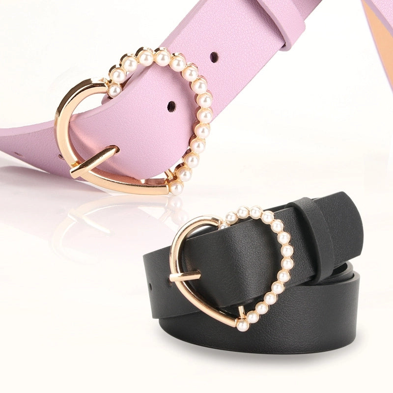 Minimalist Solid Color Imitation Leather Alloy Women’s Leather Belts