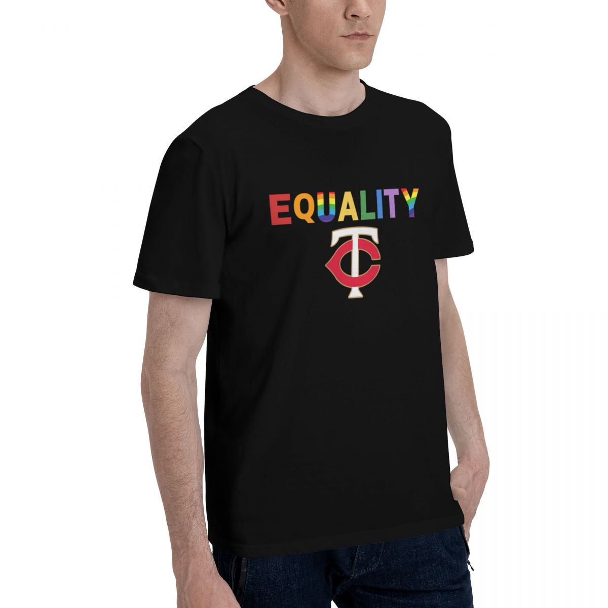 Minnesota Twins Rainbow Equality Pride Printed Men's Cotton T-Shirt