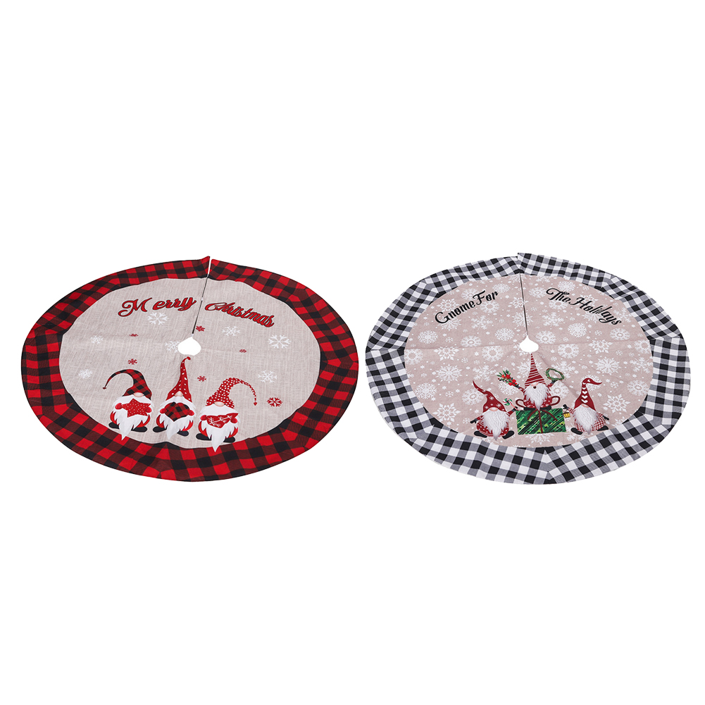 

48inch Christmas Tree Skirt Plaid Cloth Xmas Tree Carpet Home Decoration, Red, 501 Original