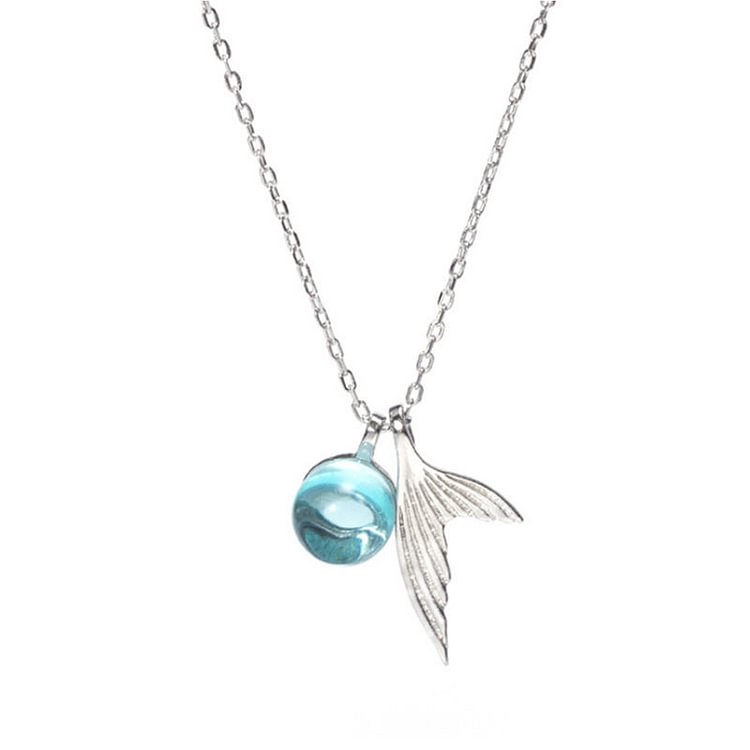 Fishtail Crystal Pendant 925 Sterling Silver Necklace - Modakawa