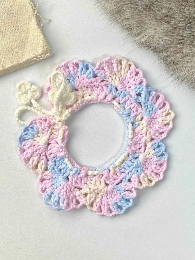 Lulusnow Handmade Multicolor Crochet Pet Collars / Pet Holiday Outfit/ Festive Pet Accessories/ Gift For Pet