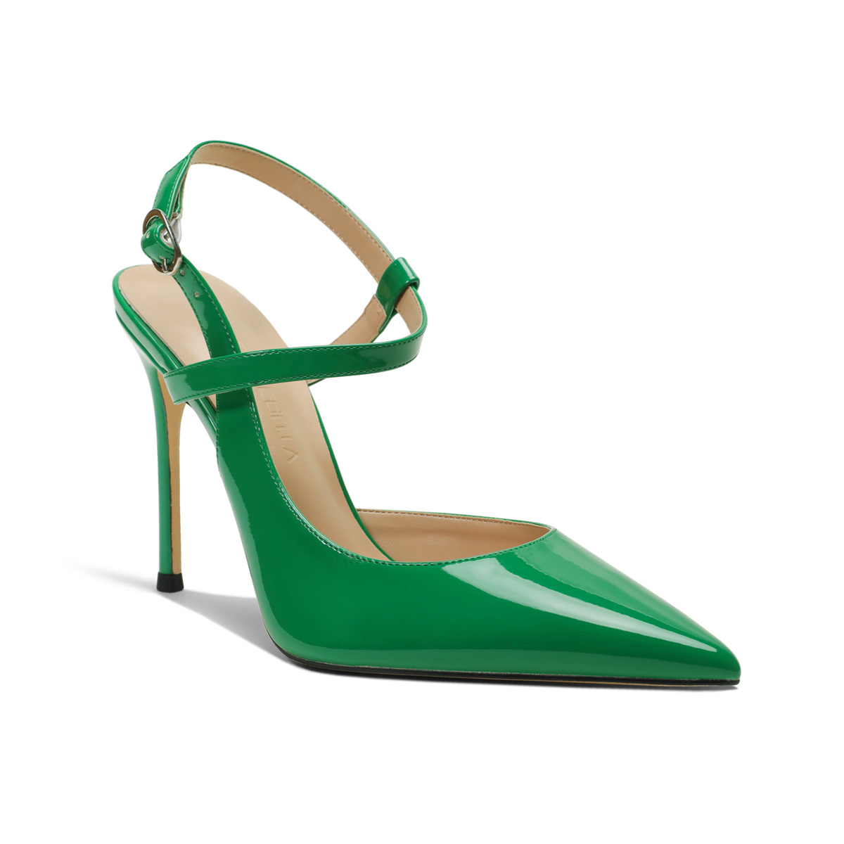 100mm Women Slingback Pumps Ankle Strap Jenlove Stiletto Mid Heel Close Pointed Toe Dress Shoes-MERUMOTE