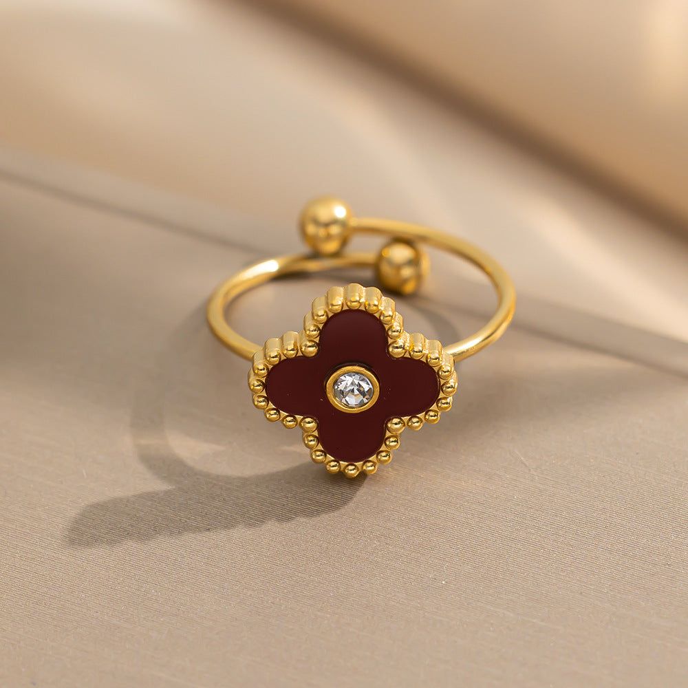 Four-leaf Clover Fashion Titanium Steel Electroplating Rings