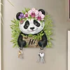 (US Local)Panda Theme Wood DIY Diamond Painting Hooks Home Decor Craft Kit for Wall Decor