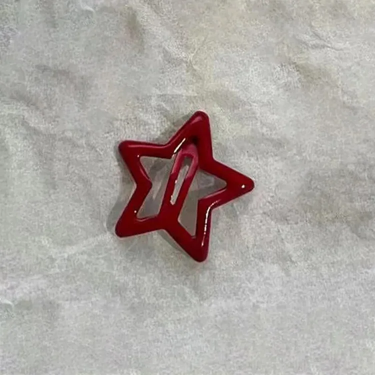 1/5PCS New Red Star Hair Clip For Girl Waterdrop Barrettes Clip Hairpin Women Silver Hair Clip Accessories Hair jewelry Headwear