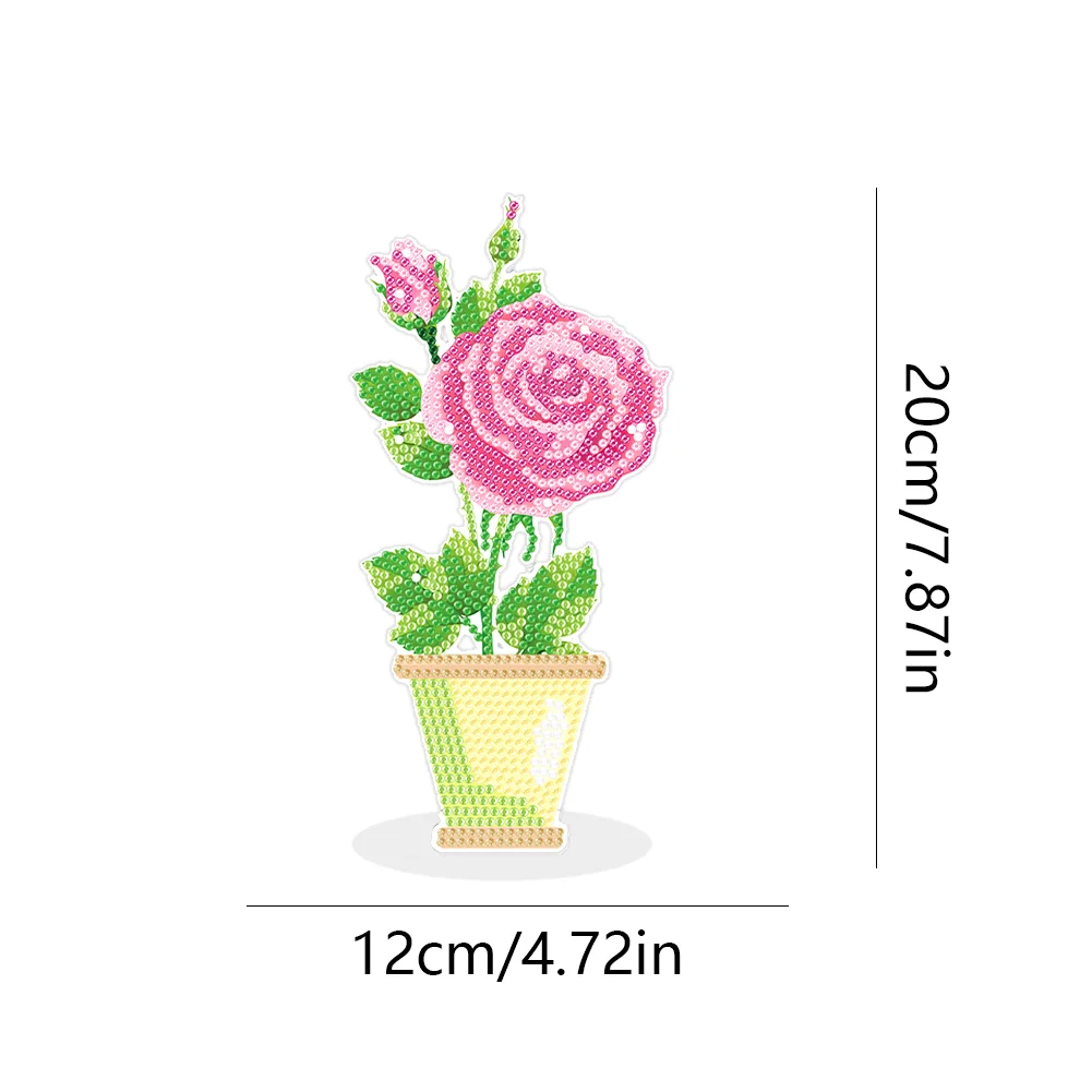 Pink Rose DIY Diamonds Painting Ornaments Handmade Acrylic(Single Side)