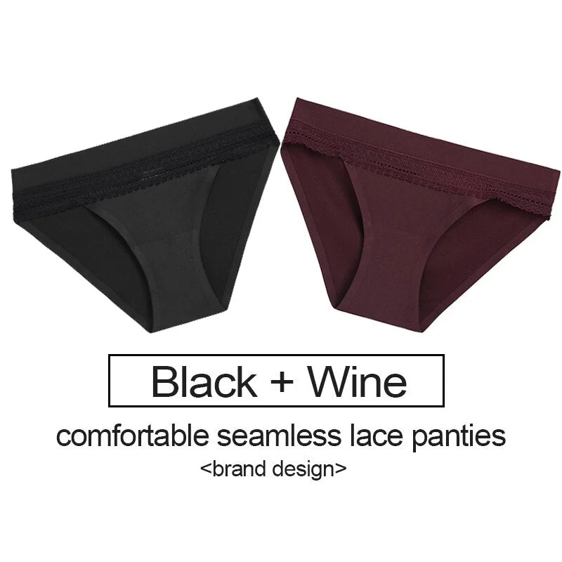 2PCS/Set Lace Panties Women's Underwear Female Lingerie Seamless Panties Underpants Sexy Briefs Intimates Woman Girls Pantys