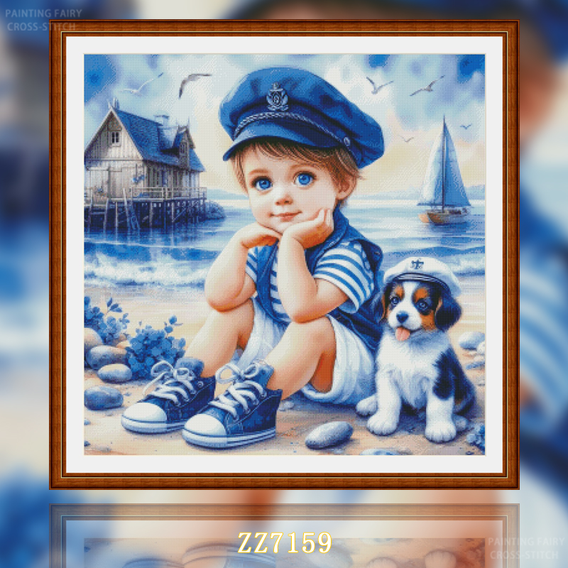 [ZZ7159-Little Sailor] Cross Stitch 2025 New Small Thread Embroidery Living Room Dining Room Simple Novice Simple Painting Fairy Cross Stitch