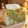Sunflower Butterfly 24cm DIY Diamond Painting Rhinestones Decorative Tissue Box Reusable Crystal Mosaic PU Tissue Holder for Home Car Desk Decoration Craft
