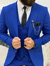 Lambrusco Blue Slim Fit Peak Lapel Striped Suit
