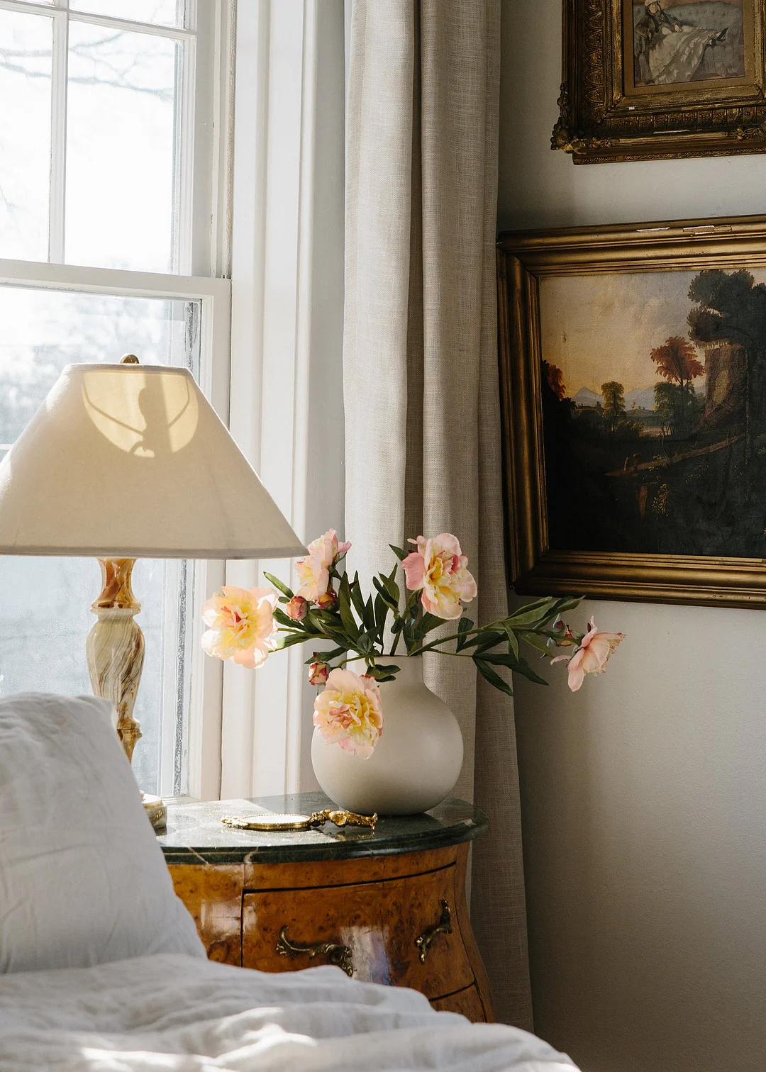 Soft Apricot Pink Peony Fake Flower - 22"