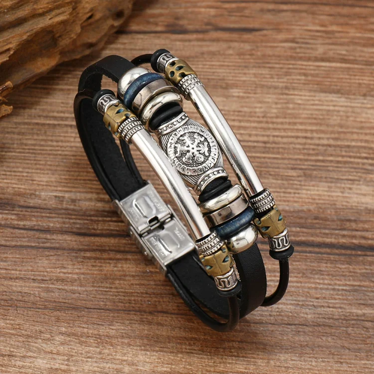 Vintage Viking Style Leather Bracelet