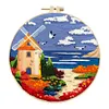 (Multi-Style) Scenery-DIY Embroidery Kit with Pattern Cotton Threads Needles Hoop 30*30cm/11.81*11.81in tapestrymarket