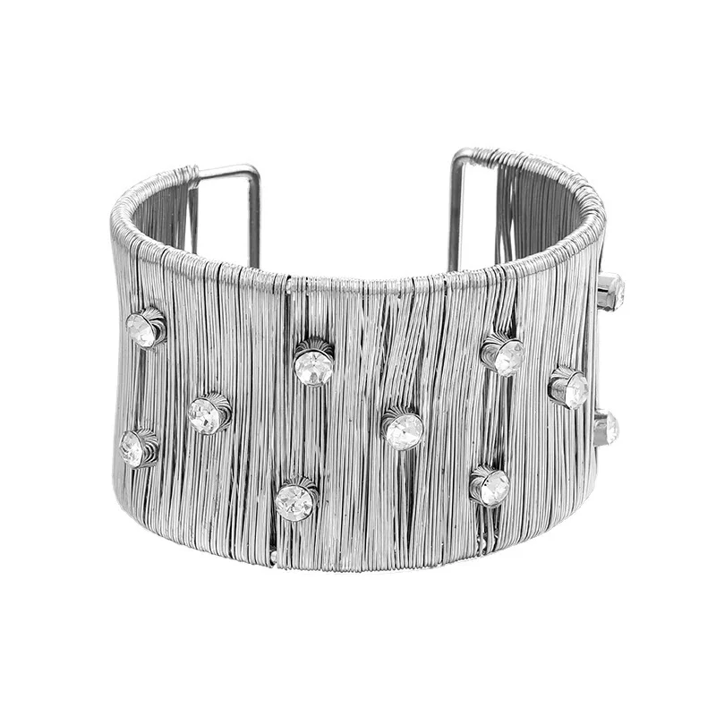 Women's Fashion Open Wire Bracelet with Diamonds