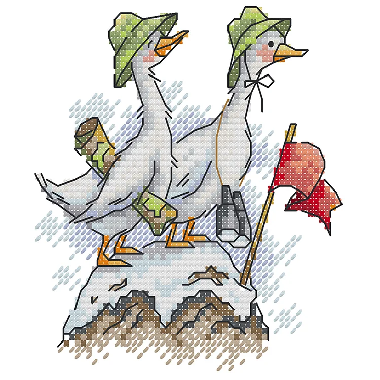 Joy Sunday Goose  Successfully Climbed To The Top 14CT Stamped Cross Stitch 15*16CM