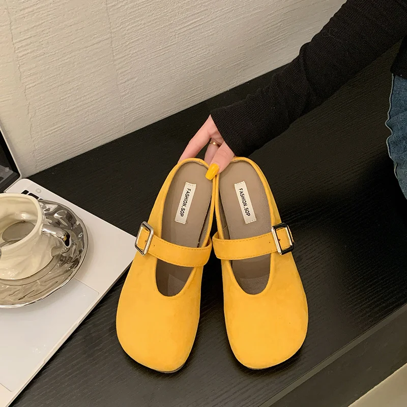 Yyvonne Jane's First Half Slippers Women Wear Half-Dragging 2025 Color Soft Flat Soles Pedaling Muller Shoes Tide