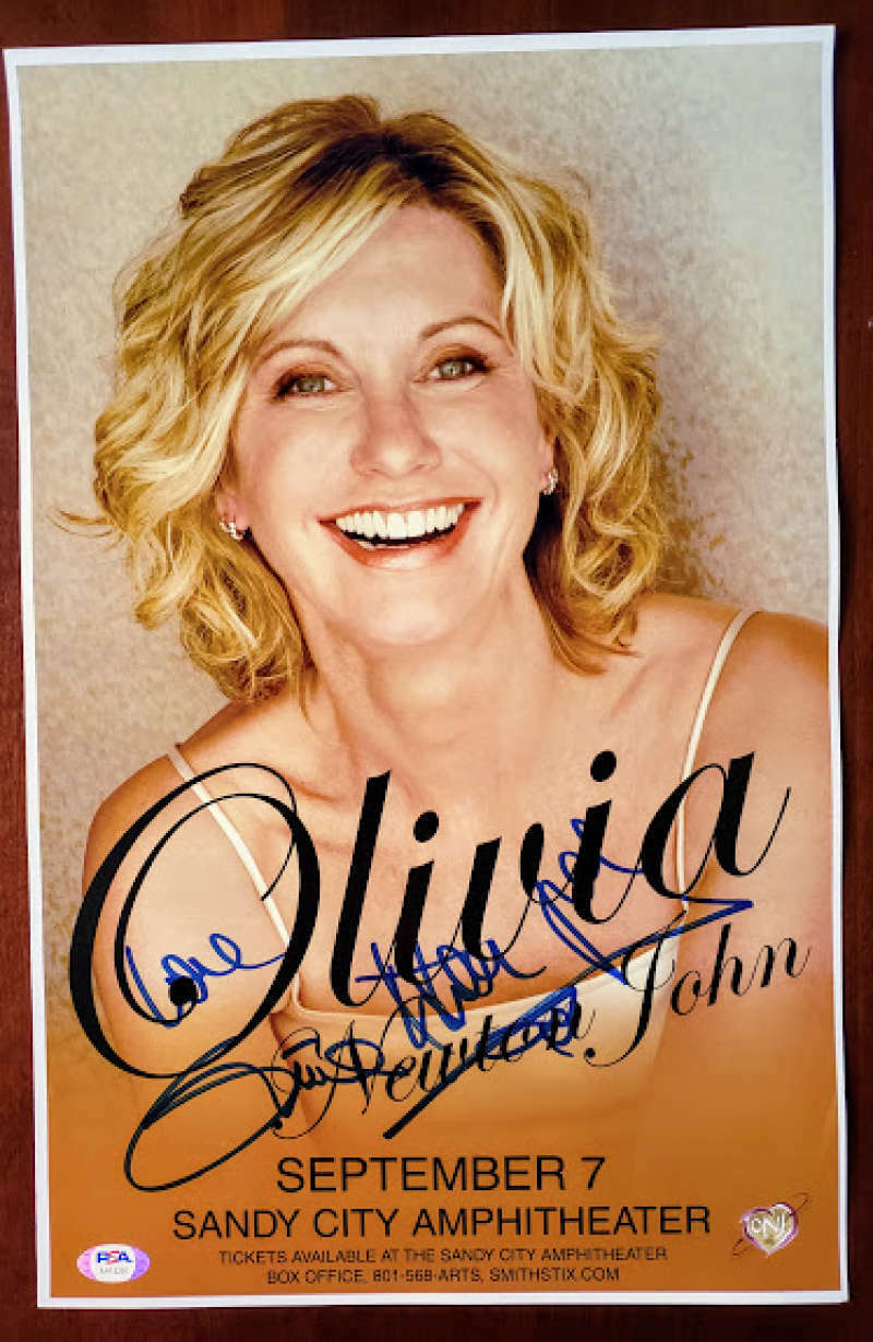 Olivia Newton John PSA DNA Coa Hand Signed 11x17 Concert Poster Autograph