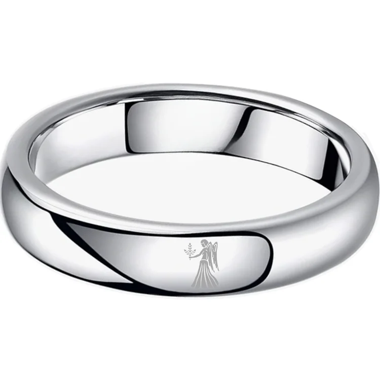 Virgo Dome Tungsten Carbide Rings Sliver Tungsten Wedding Bands for Men and Women 4MM 6MM 8MM