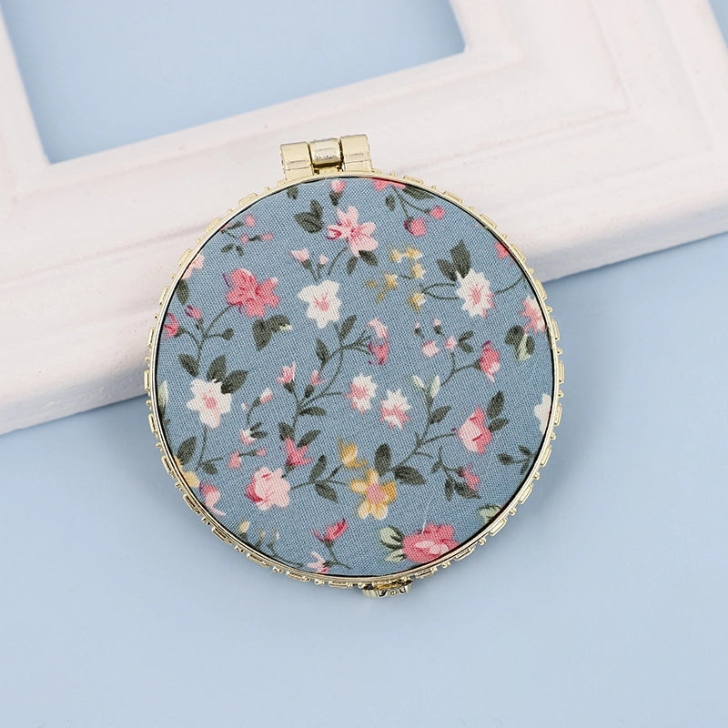 Fashion Artistic Retro Cloth Printing Double-sided Portable Mini Makeup Mirror